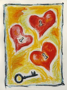 Keyharts eller Heart2Heart Oilbars på papir 108x80 cm