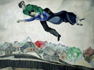 Marc Chagall - Over Byen, malet 1914-1918, olie på lærred, 139x197 cm